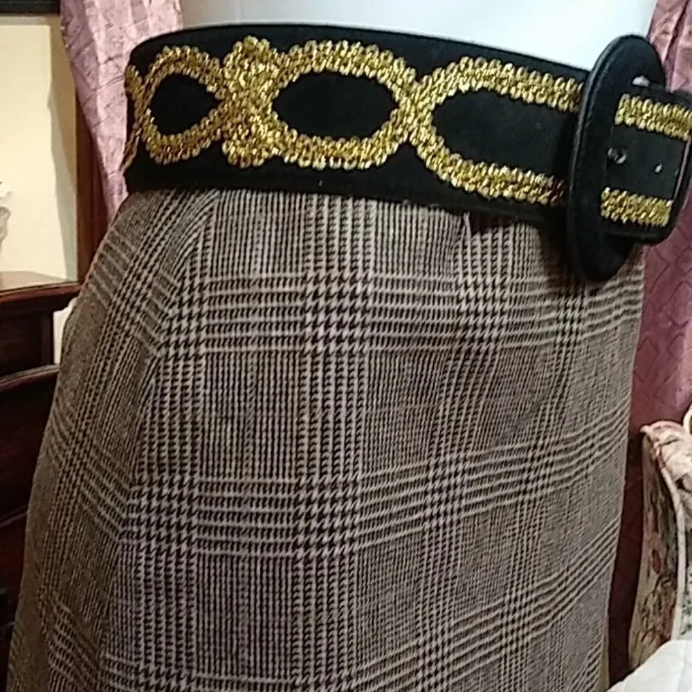 Vintage  genuine suede leather belt